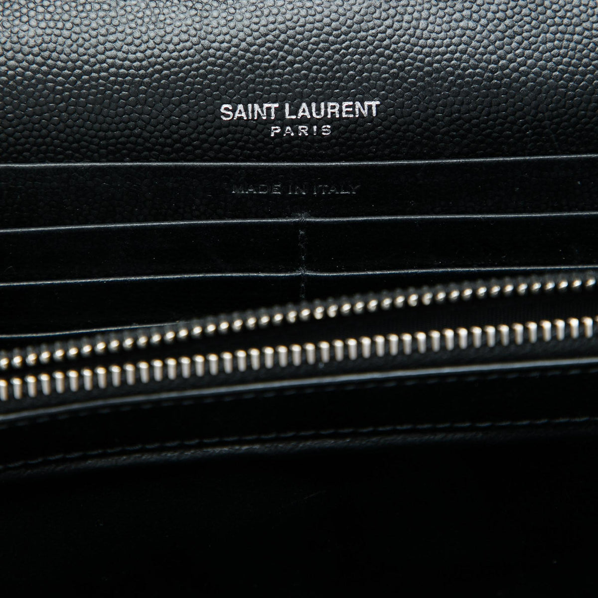 Saint Laurent Grain De Poudre Chevron Cassandre Envelope Chain Wallet