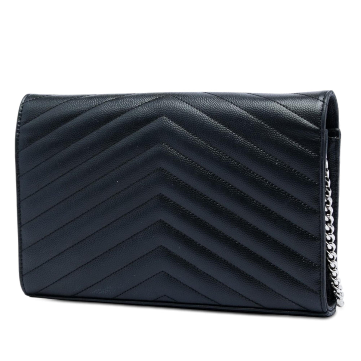 Saint Laurent Grain De Poudre Chevron Cassandre Envelope Chain Wallet