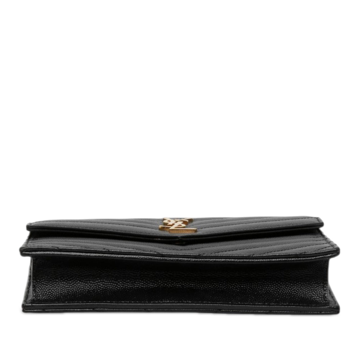 Saint Laurent Grain De Poudre Chevron Cassandre Envelope Chain Wallet