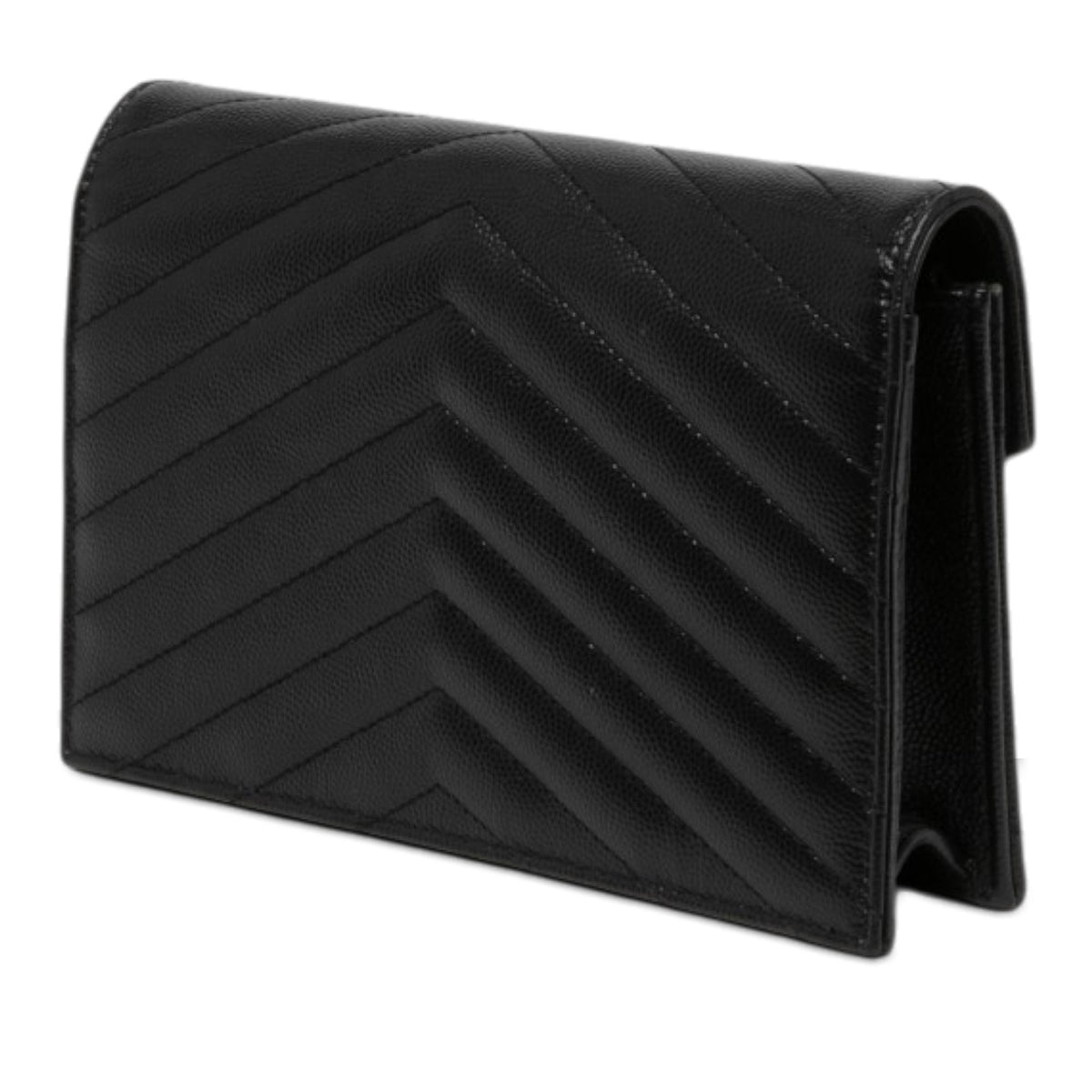 Saint Laurent Grain De Poudre Chevron Cassandre Envelope Chain Wallet