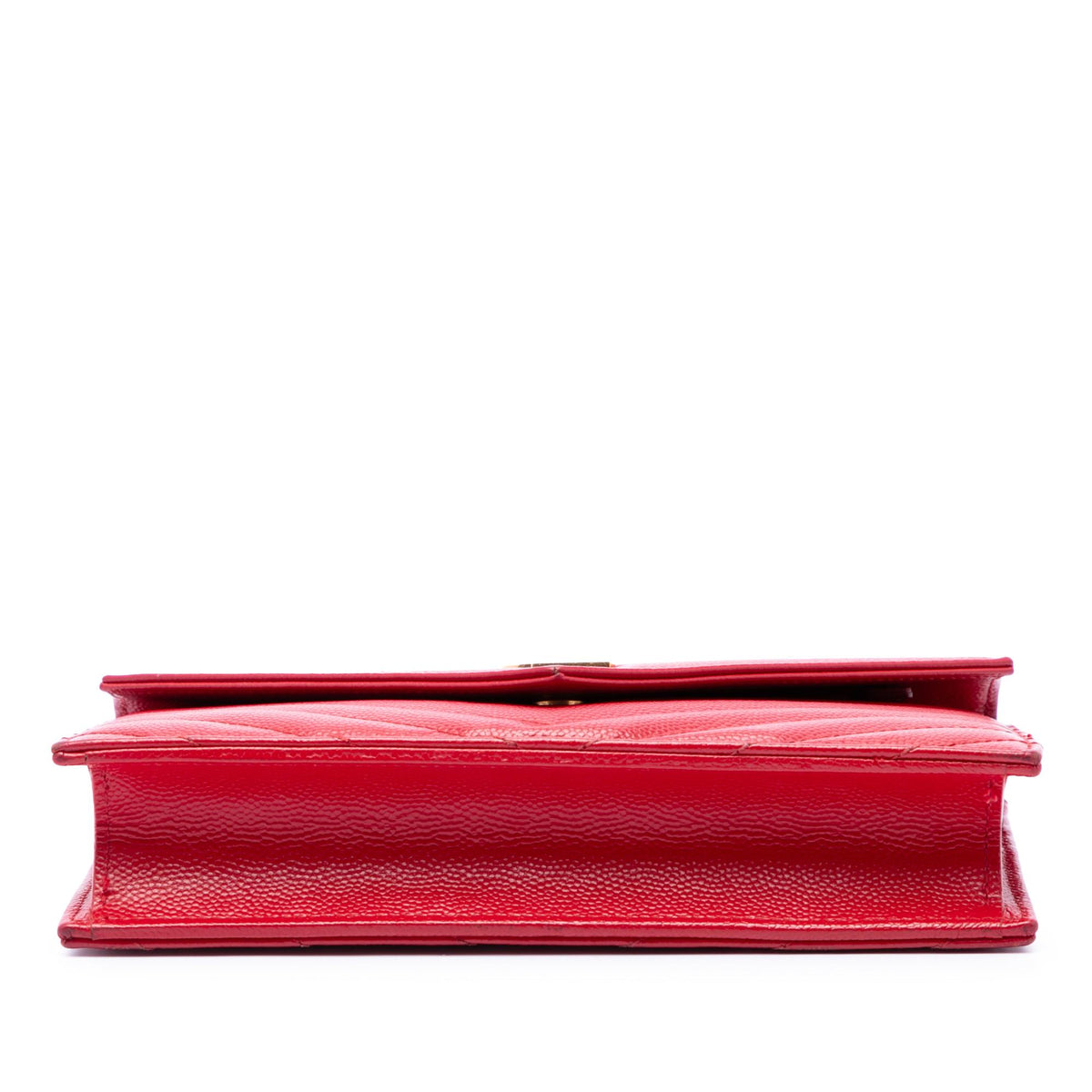 Saint Laurent Grain De Poudre Chevron Monogram Envelope Wallet on Chain