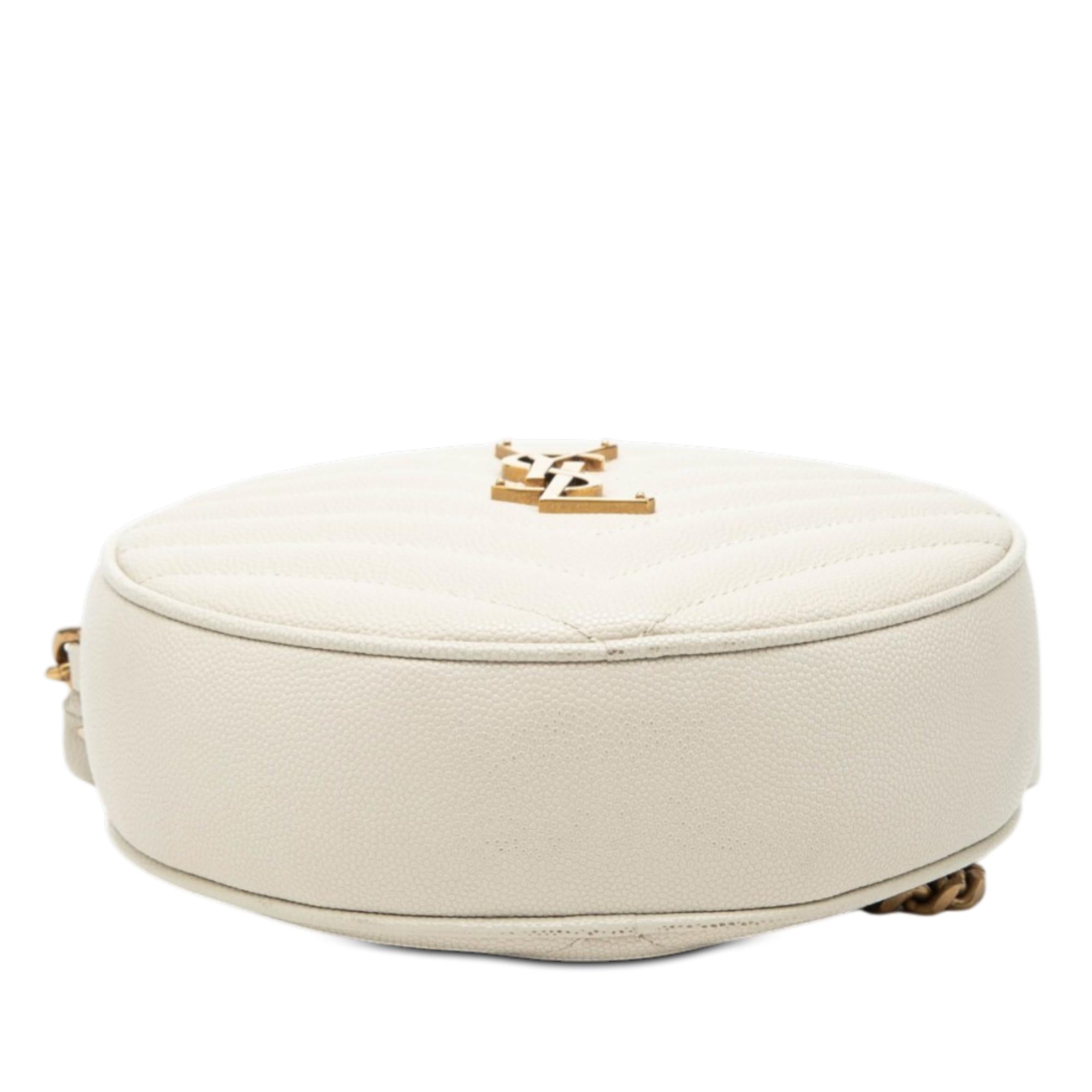 Saint Laurent Grain De Poudre Chevron Round Vinyle Camera Bag