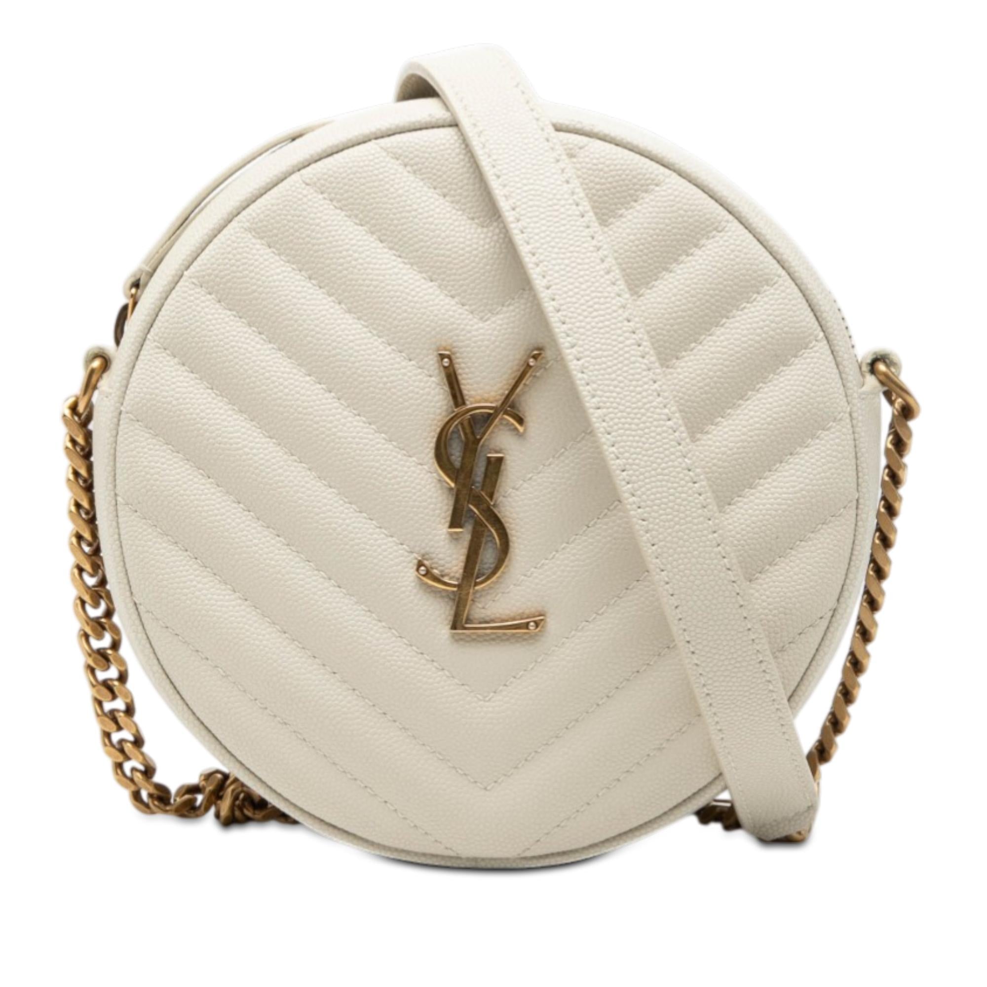 Saint Laurent Grain De Poudre Chevron Round Vinyle Camera Bag