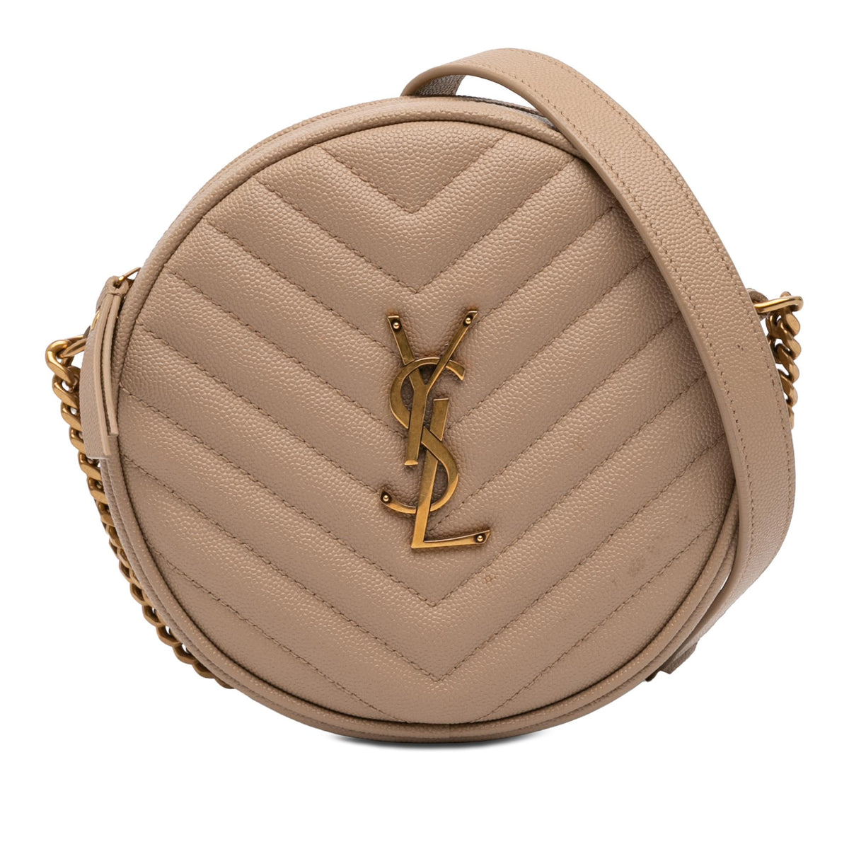 Saint Laurent Grain De Poudre Chevron Round Vinyle Camera Bag
