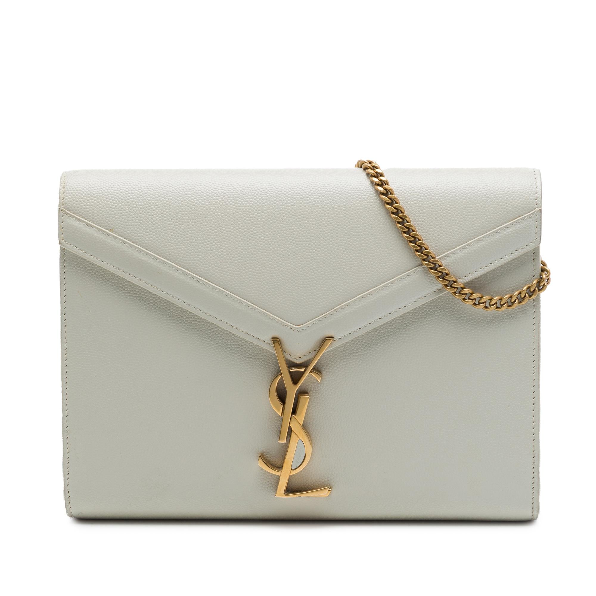 Saint Laurent Grain De Poudre Monogram Cassandra Chain Wallet
