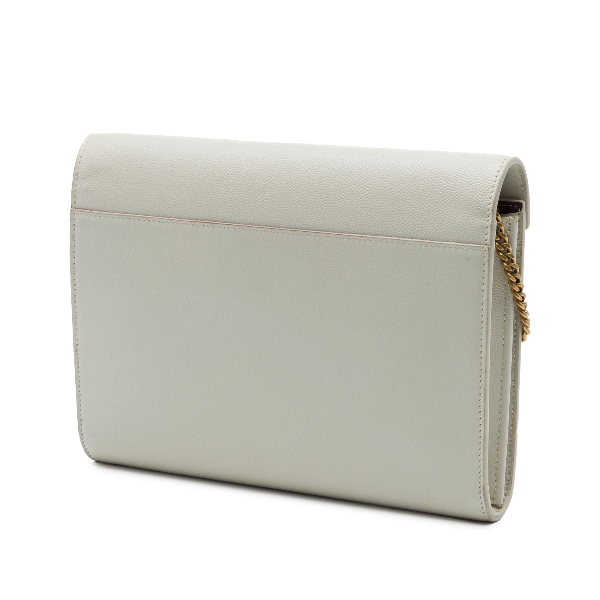 Saint Laurent Grain De Poudre Monogram Cassandra Chain Wallet