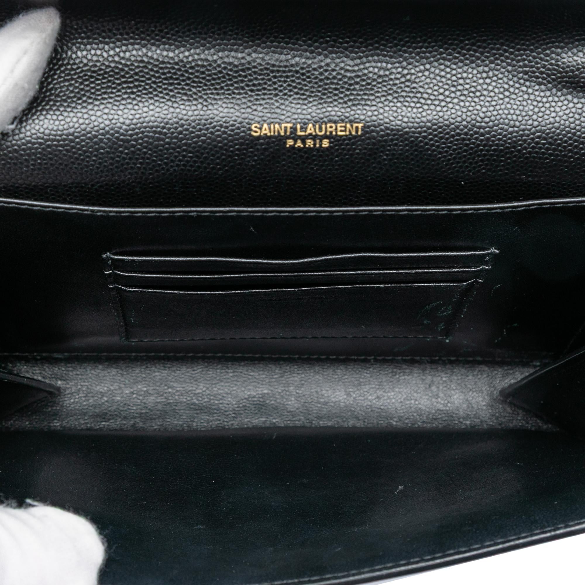 Saint Laurent Grain De Poudre Monogram Cassandra Chain Wallet