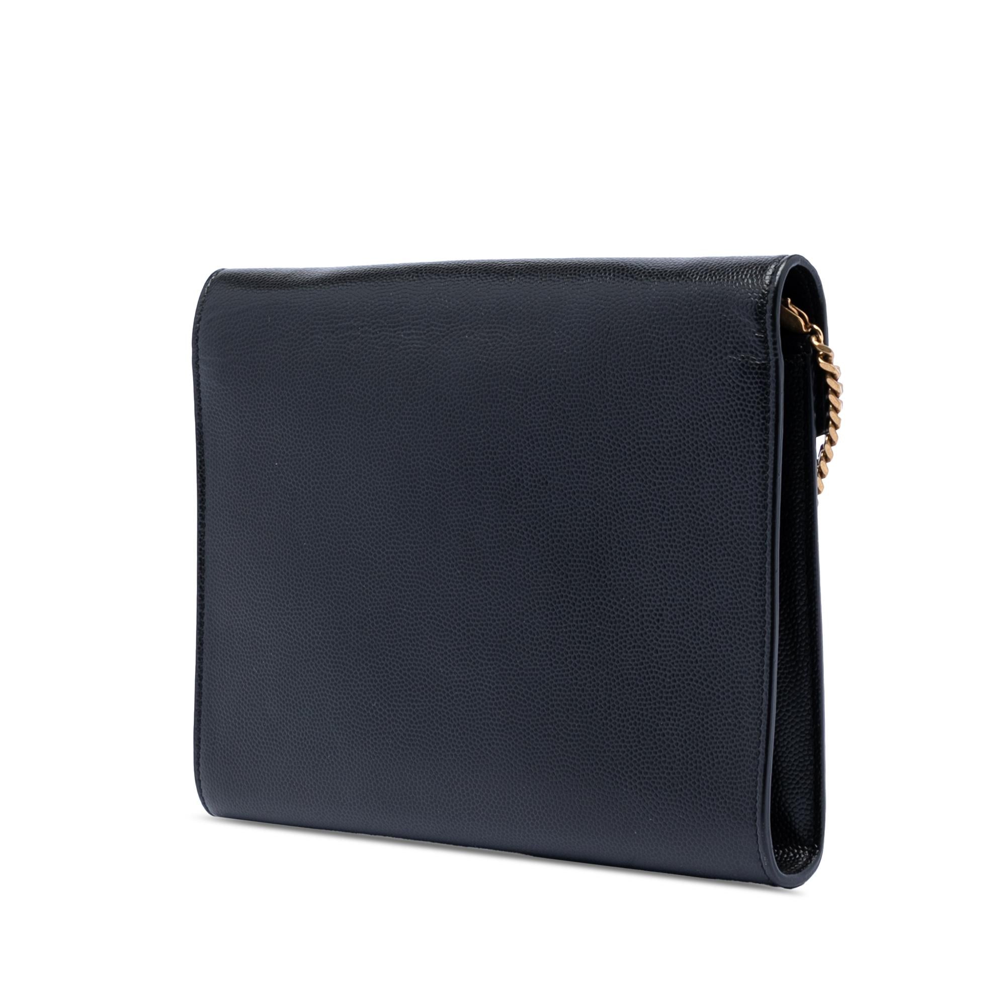 Saint Laurent Grain De Poudre Monogram Cassandra Chain Wallet