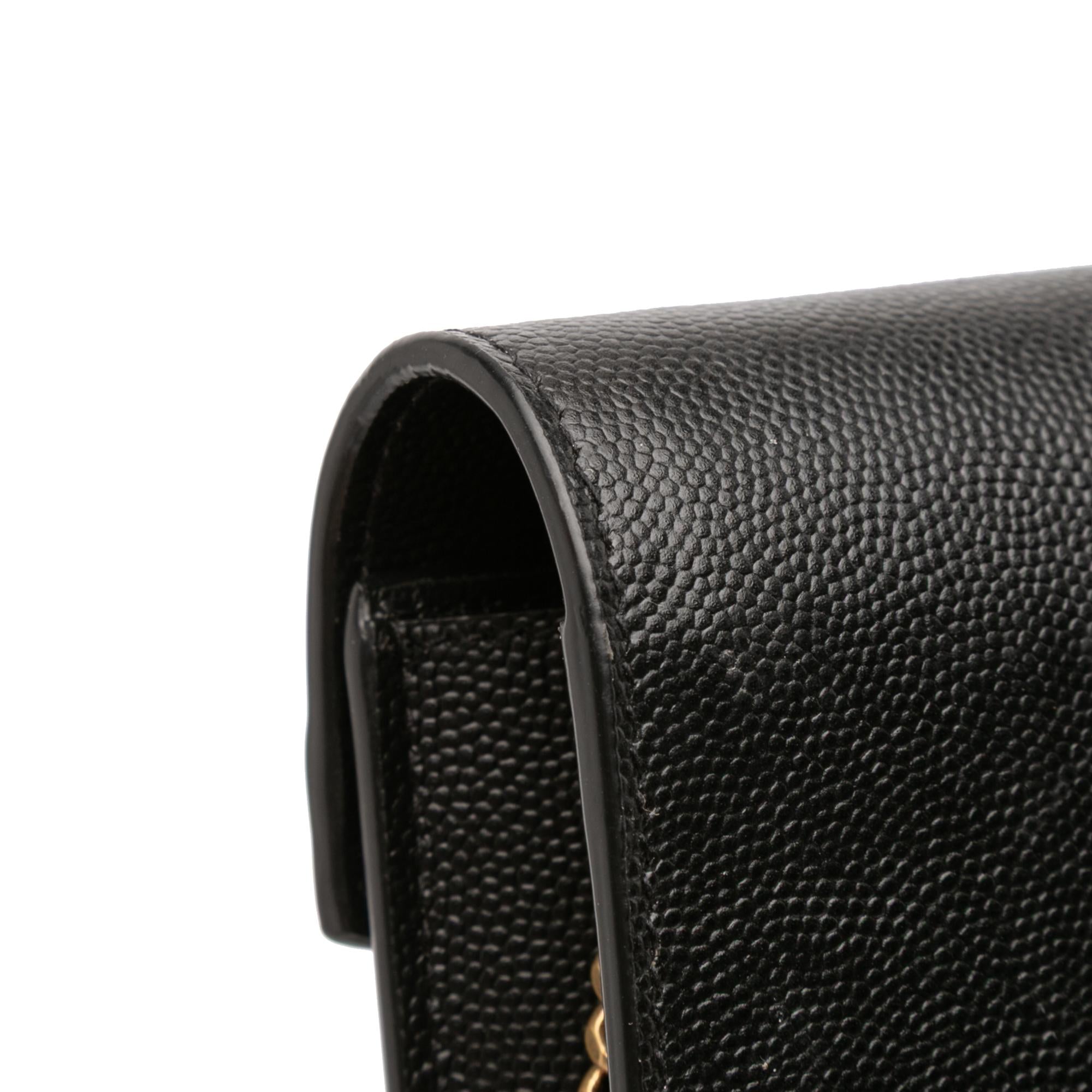Saint Laurent Grain De Poudre Monogram Cassandra Chain Wallet