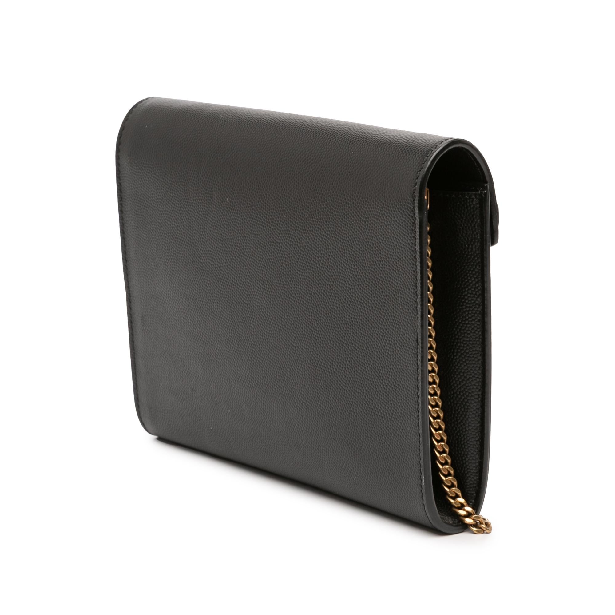 Saint Laurent Grain De Poudre Monogram Cassandra Chain Wallet
