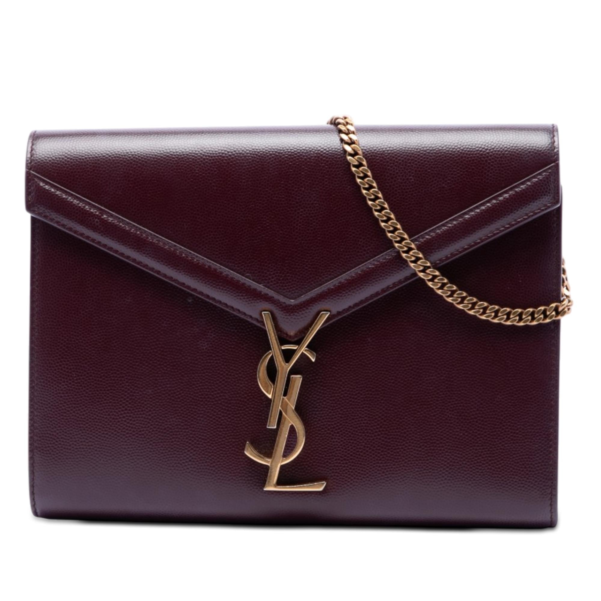 Saint Laurent Grain De Poudre Monogram Cassandra Chain Wallet