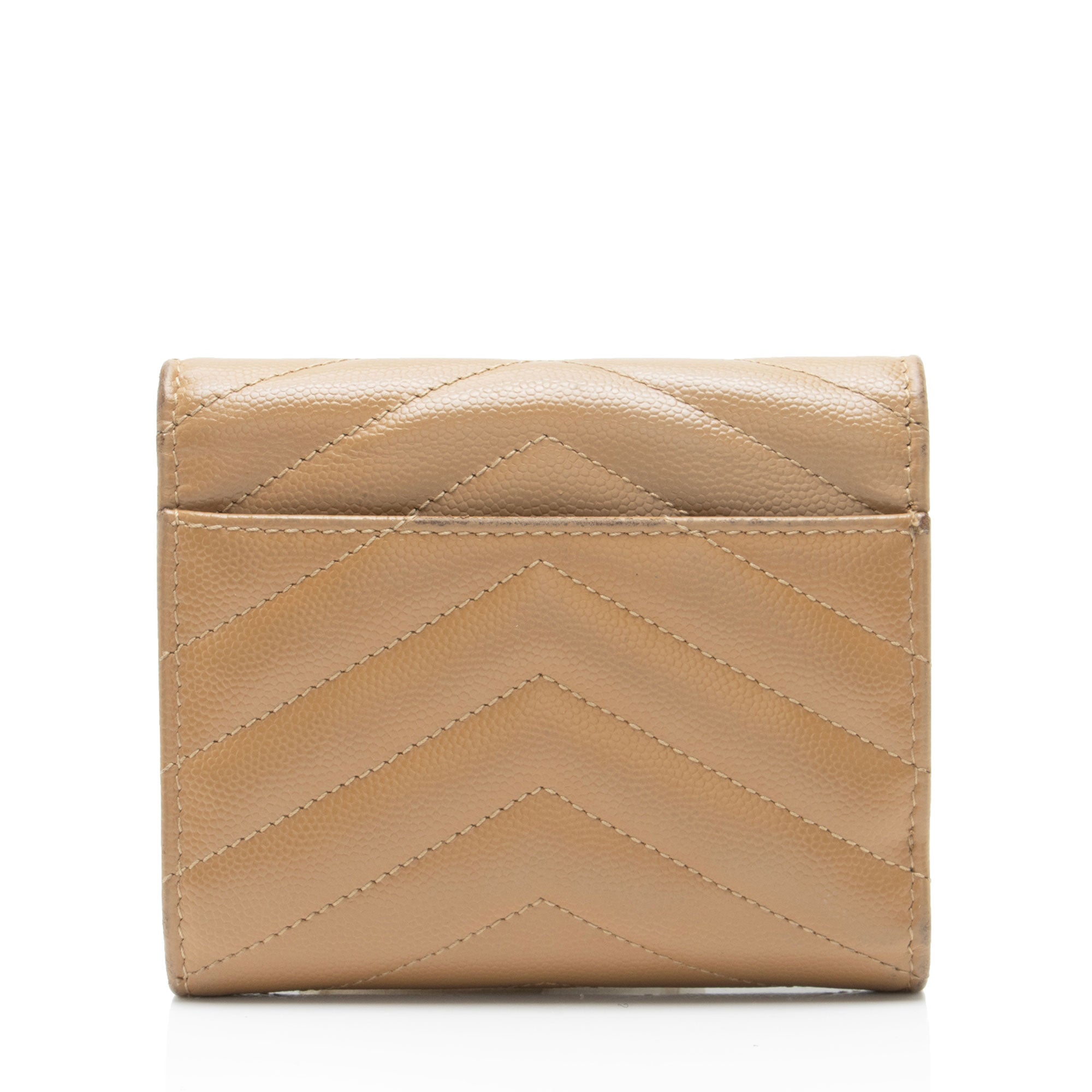 Saint Laurent Grain de Poudre Monogram Compact Trifold Wallet