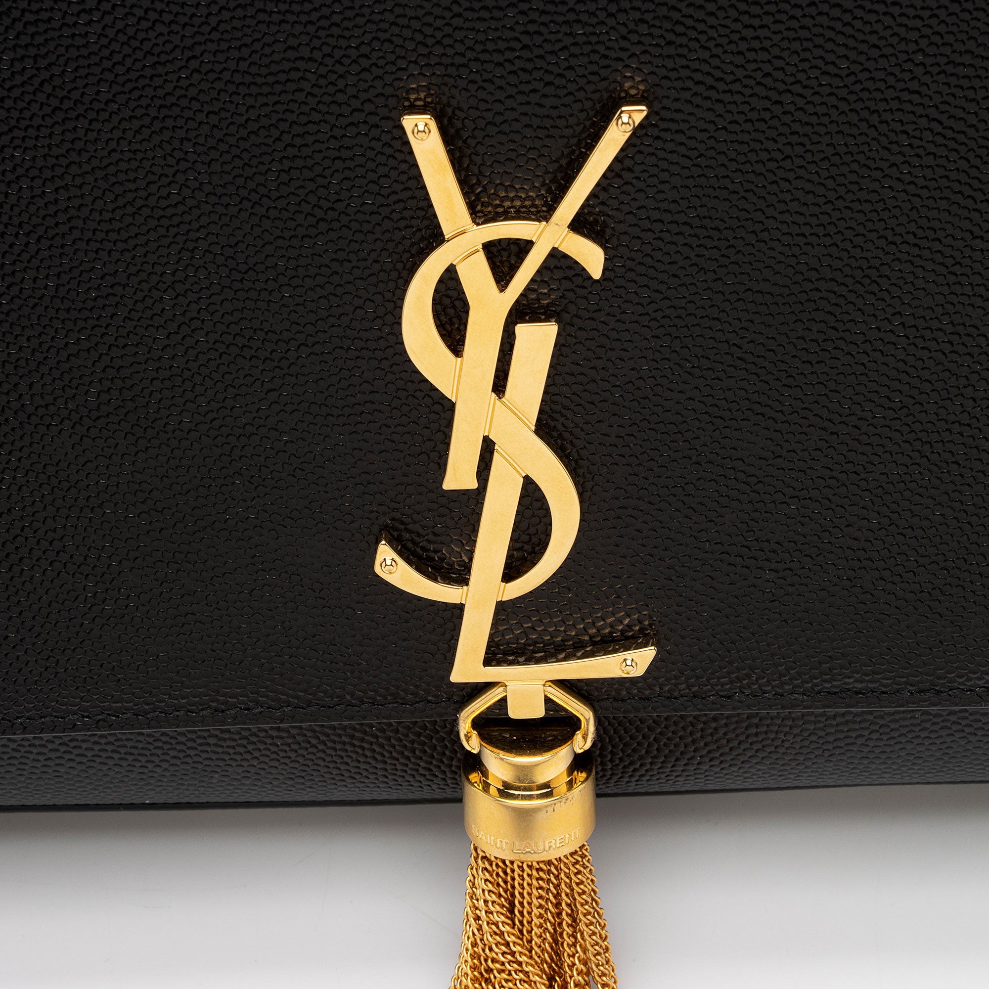 Saint Laurent Grain de Poudre Monogram Kate Tassel Medium Shoulder Bag (SHF-u9Ndoz)