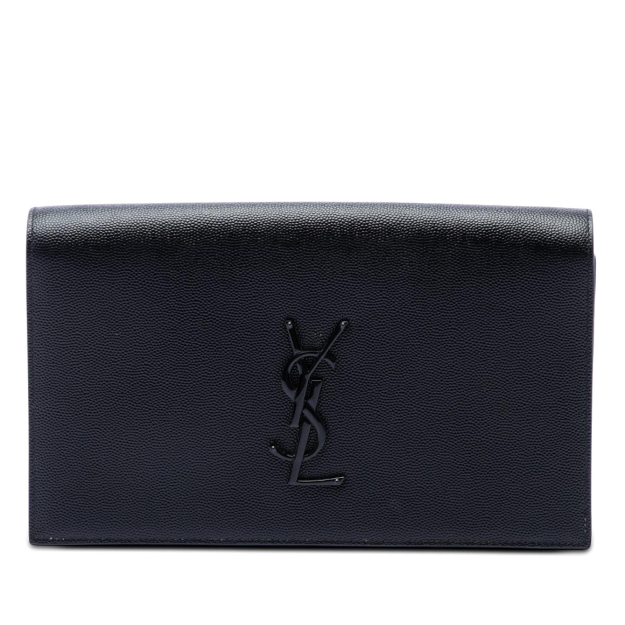 Saint Laurent Grain de Poudre Monogram Monochrome Kate Clutch