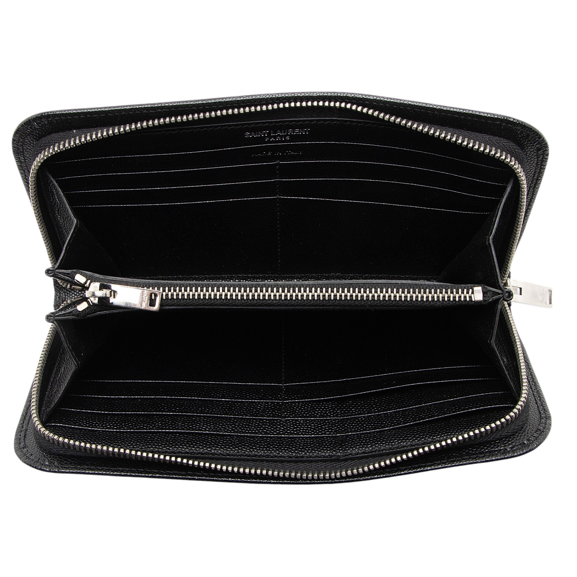Saint Laurent Grain de Poudre Studded Marquage Zip Around Wallet (SHF-lHofWv)
