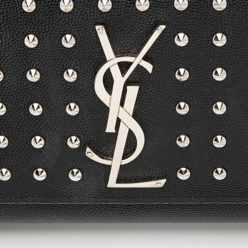 Saint Laurent Grain de Poudre Studded Monogram Kate Clutch (SHF-nhucIE)