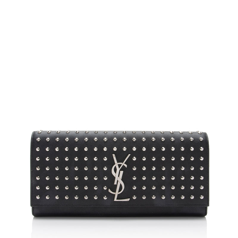 Saint Laurent Grain de Poudre Studded Monogram Kate Clutch (SHF-nhucIE)