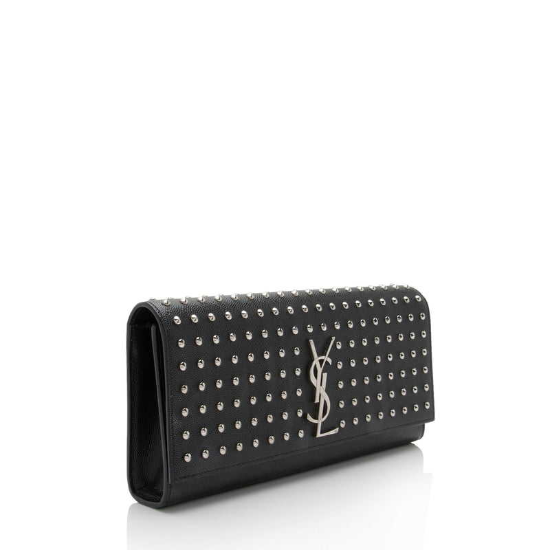 Saint Laurent Grain de Poudre Studded Monogram Kate Clutch (SHF-nhucIE)