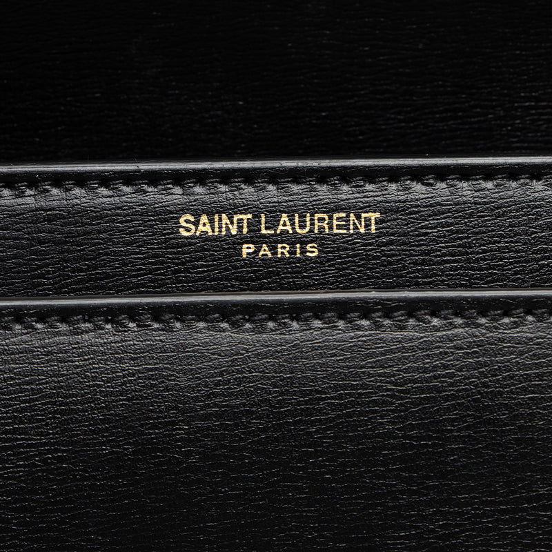 Saint Laurent Grained Calfskin Monogram Sunset Medium Shoulder Bag (SHF-8Ji2ue)