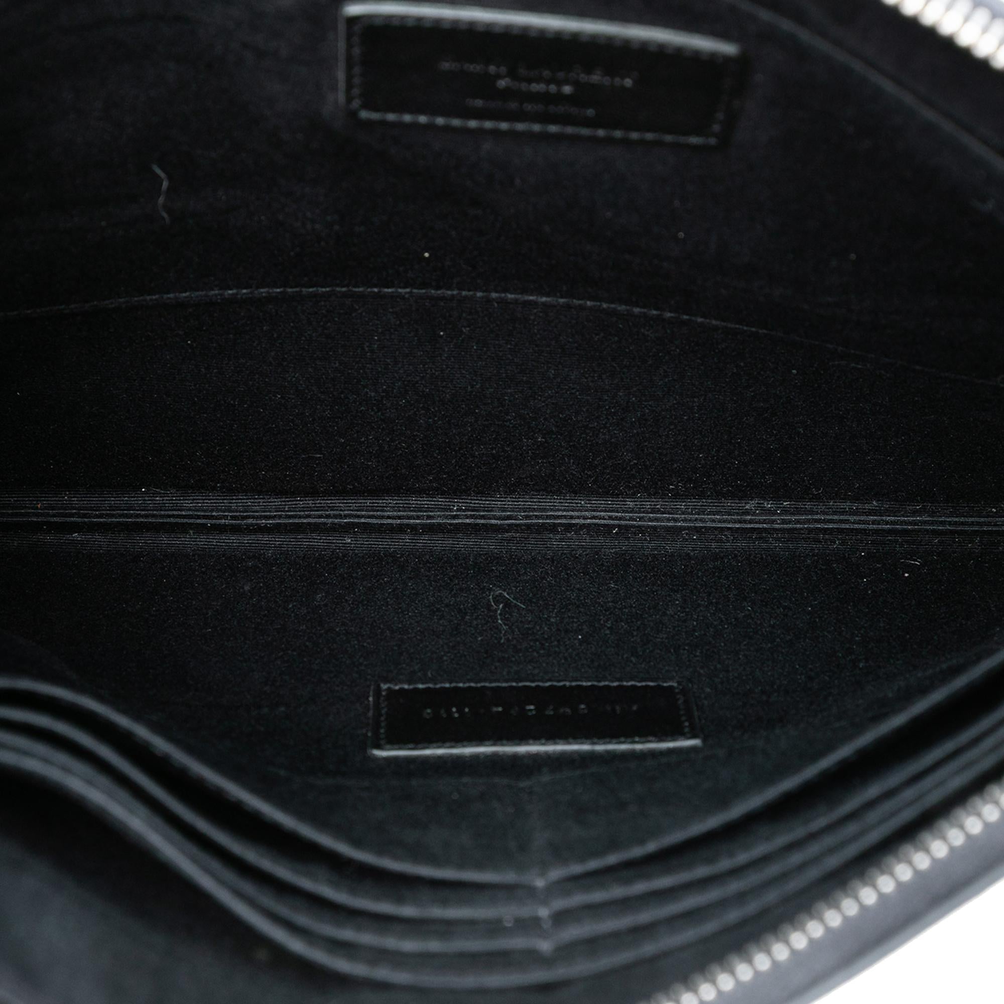 Saint Laurent Grained Leather Zip Clutch