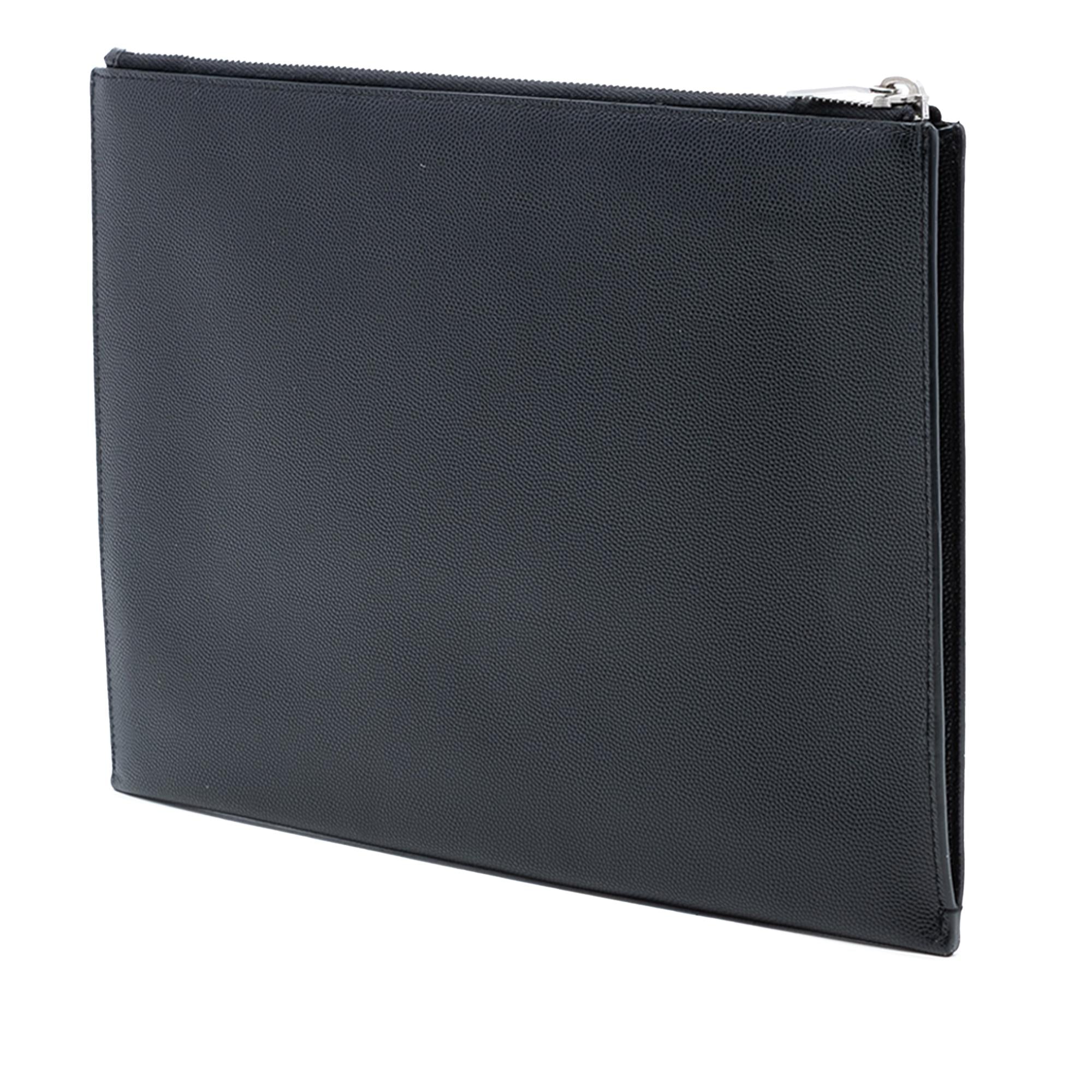 Saint Laurent Grained Leather Zip Clutch