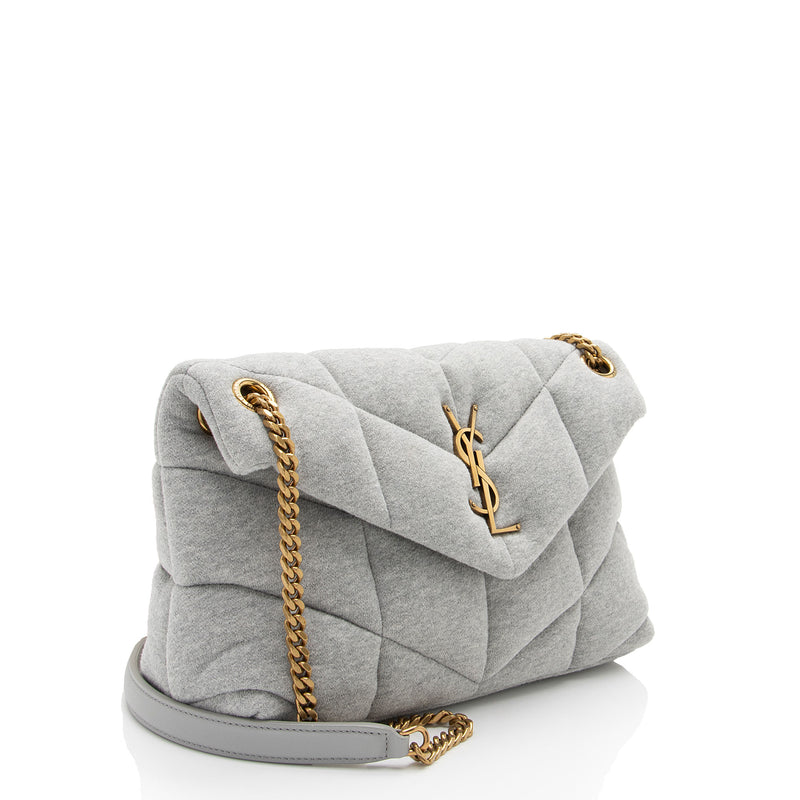 Saint Laurent Jersey Monogram Puffer LouLou Chain Small Shoulder Bag LuxeDH