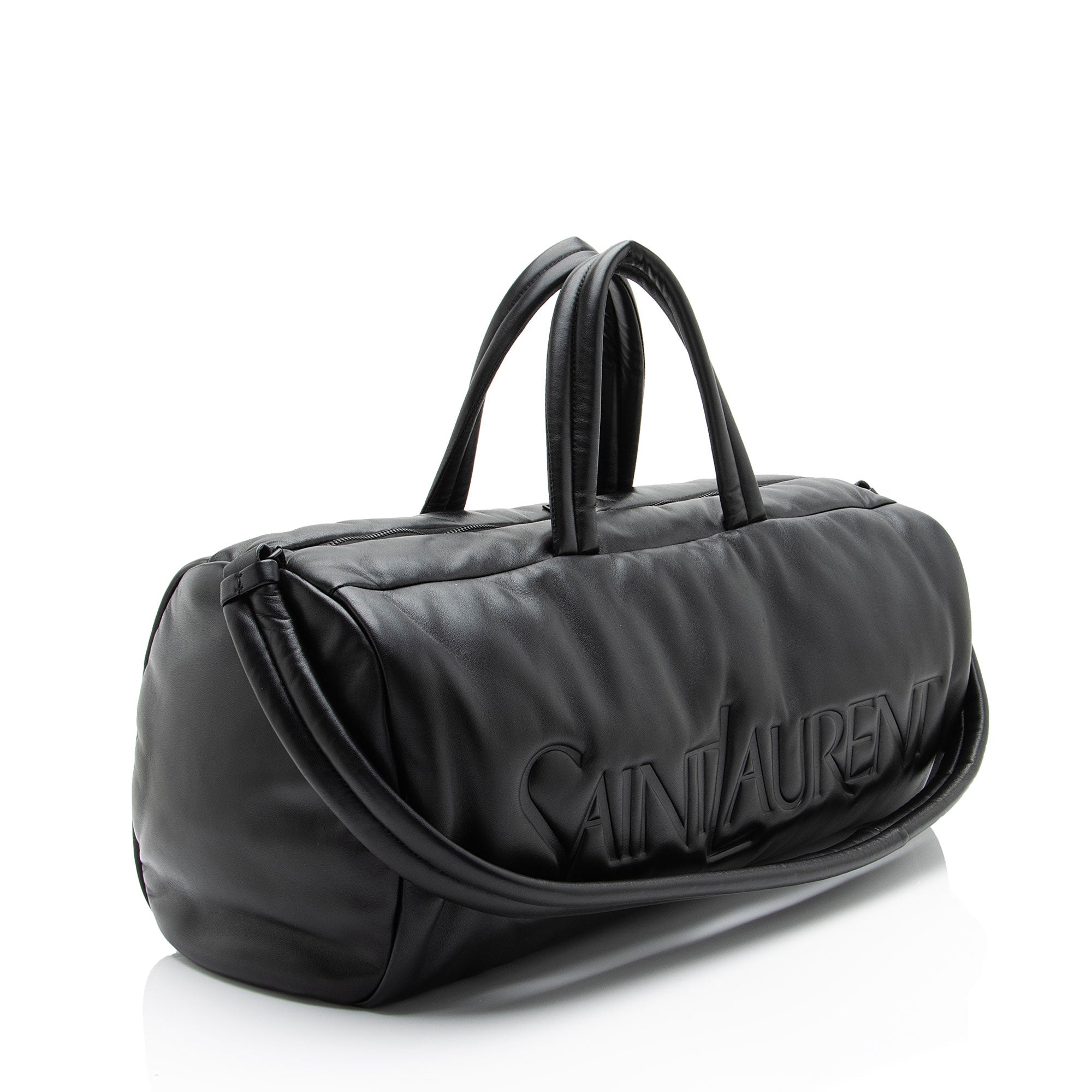Saint Laurent Lambskin Logo Puffer Duffle