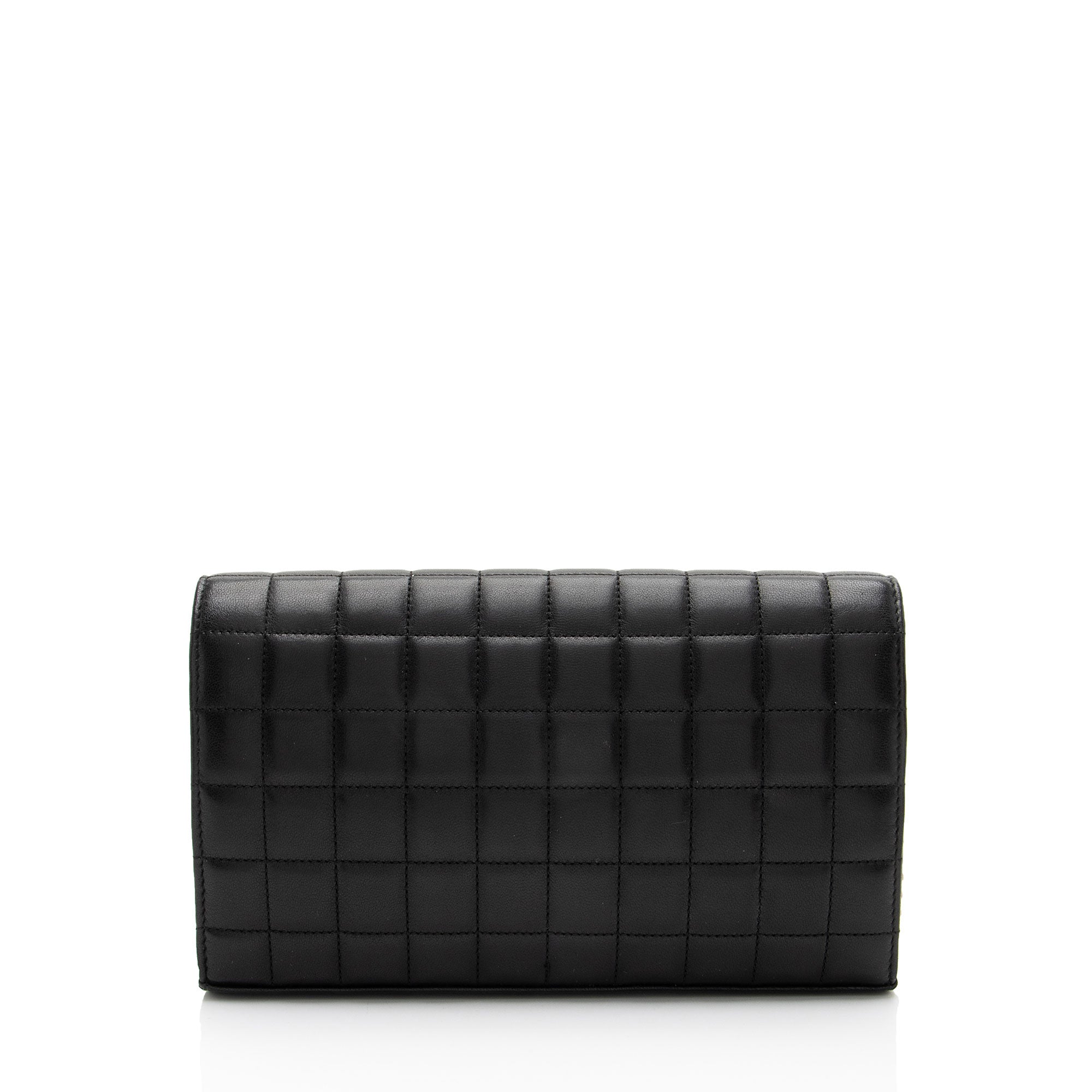 Saint Laurent Lambskin Matelasse Carre Monogram Cassandre Wallet on Chain