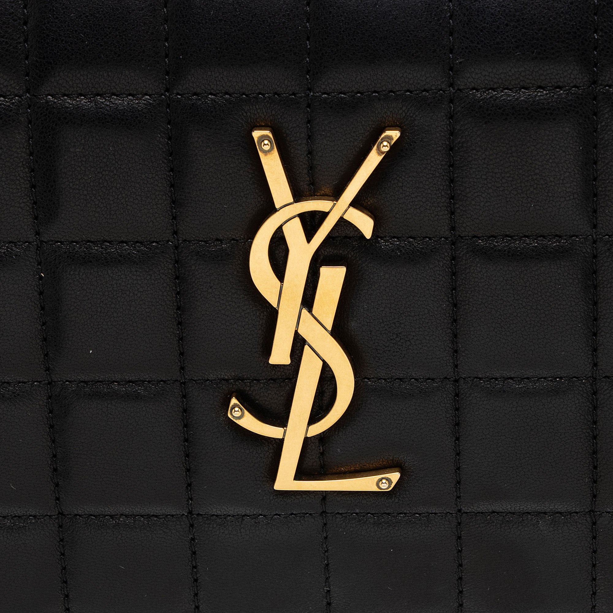 Saint Laurent Lambskin Matelasse Carre Monogram Cassandre Wallet on Chain
