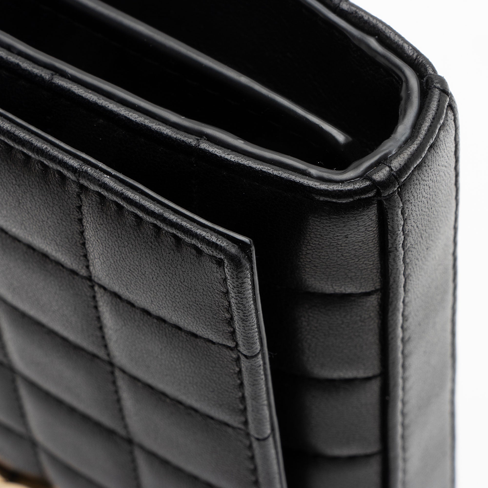 Saint Laurent Lambskin Matelasse Carre Monogram Cassandre Wallet on Chain