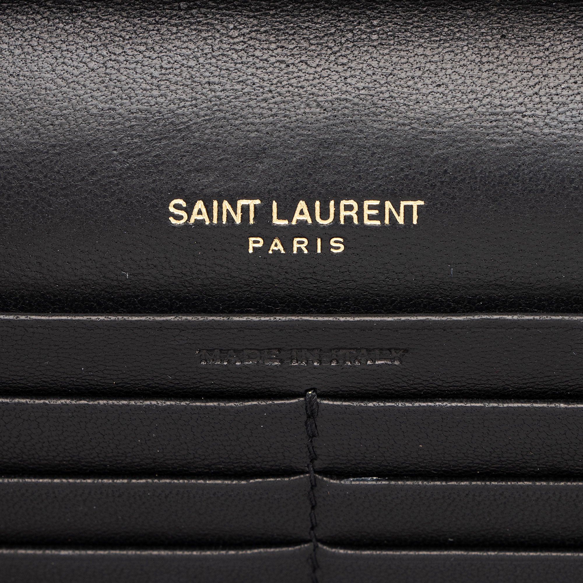 Saint Laurent Lambskin Matelasse Carre Monogram Cassandre Wallet on Chain