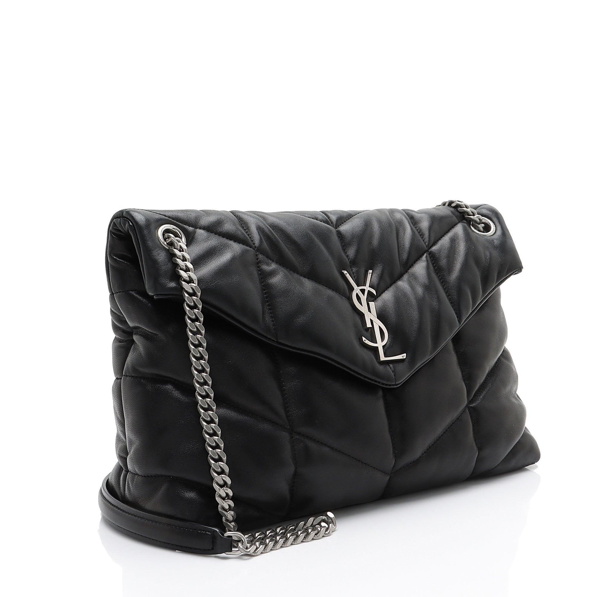 Saint Laurent Lambskin Monogram Puffer LouLou Medium Shoulder Bag