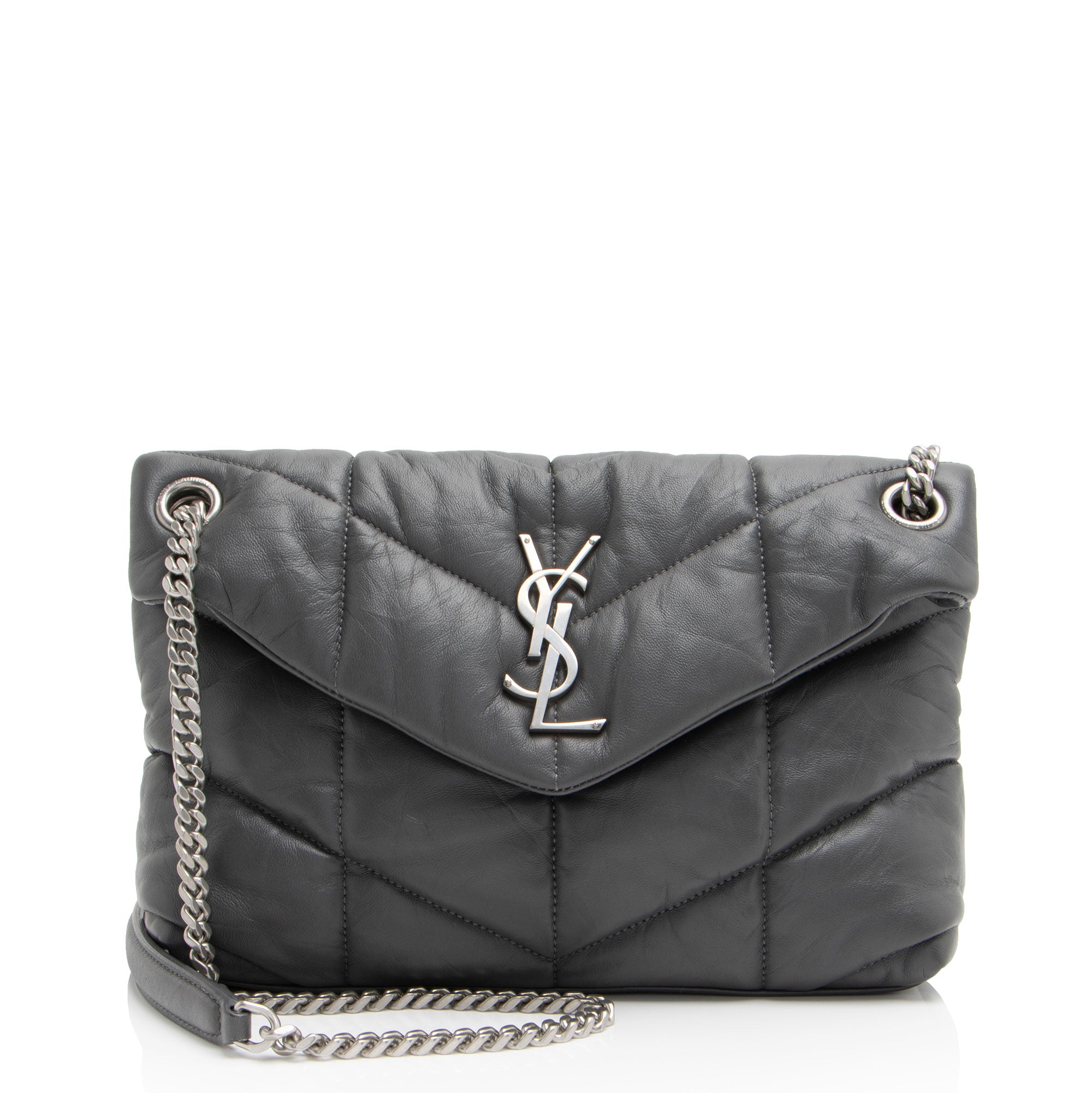 Saint Laurent Lambskin Monogram Puffer LouLou Small Shoulder Bag (SHF-pKyOVs)