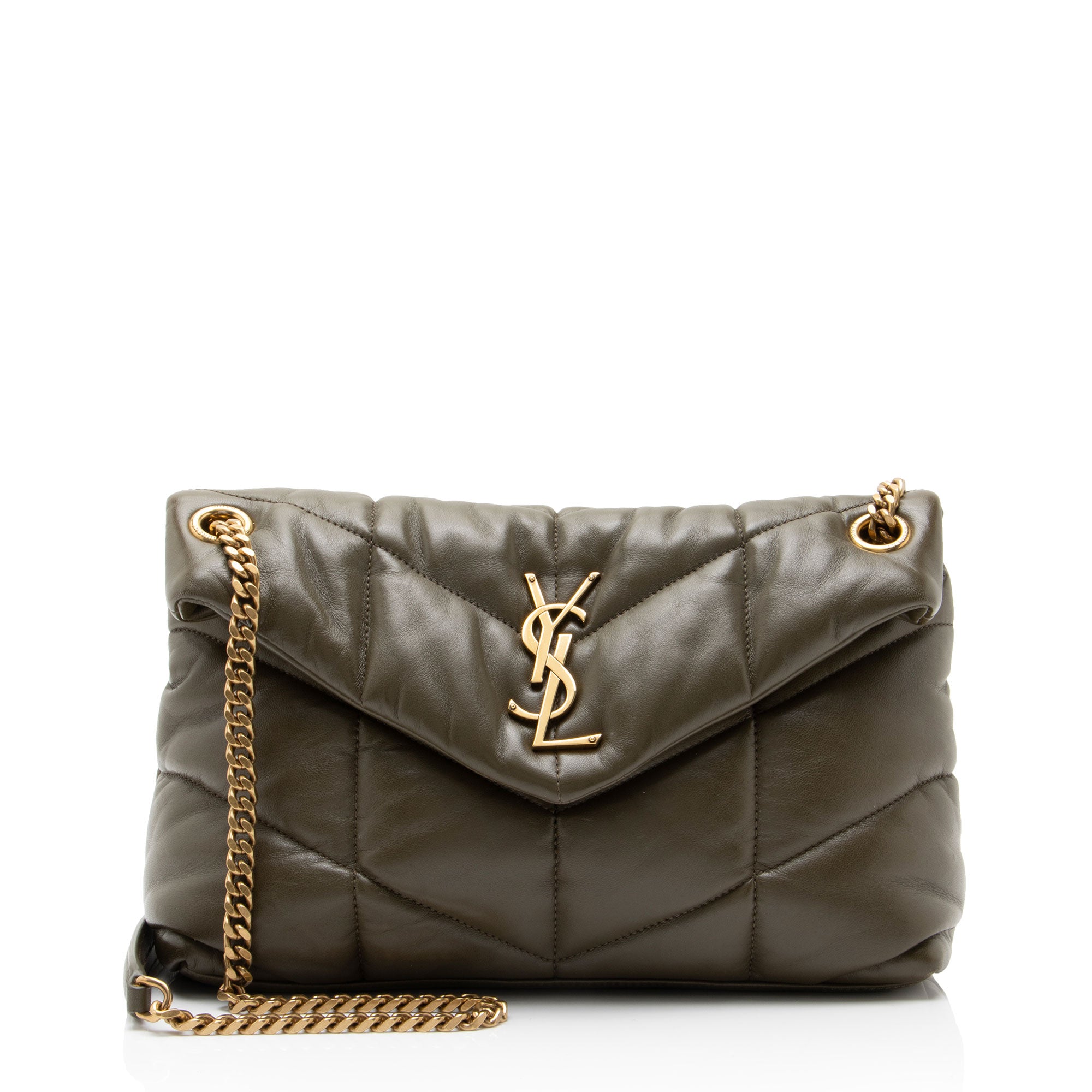 Saint Laurent Lambskin Monogram Puffer LouLou Small Shoulder Bag