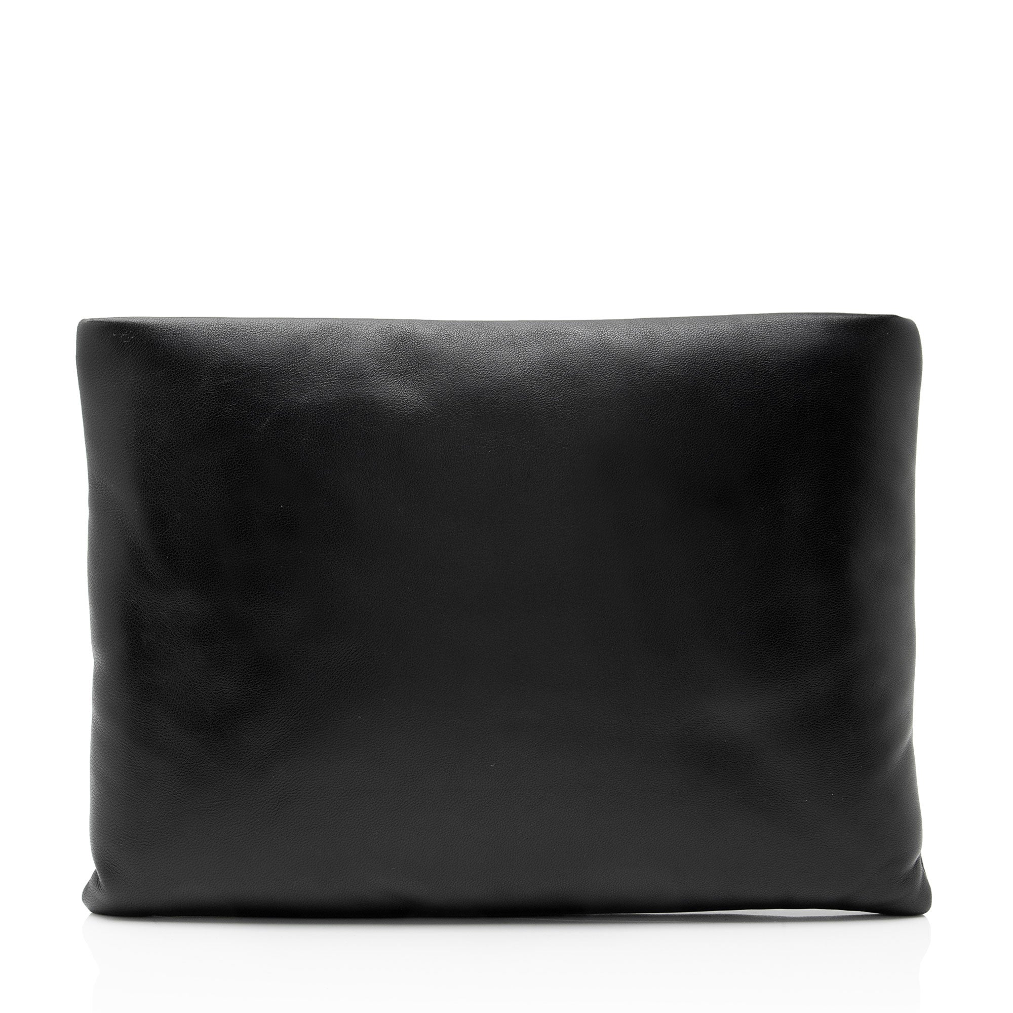 Saint Laurent Lambskin Logo Puffy Pouch