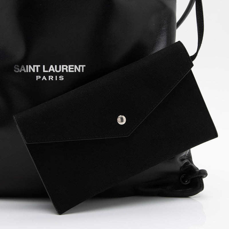 Saint Laurent Lambskin Teddy Drawstring Backpack (SHF-t2PP0a)
