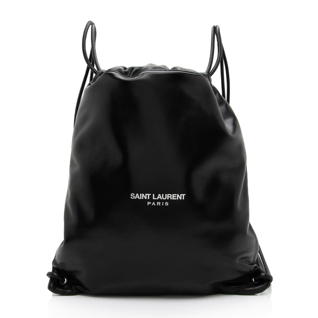 Saint Laurent Lambskin Teddy Drawstring Backpack (SHF-t2PP0a) – LuxeDH
