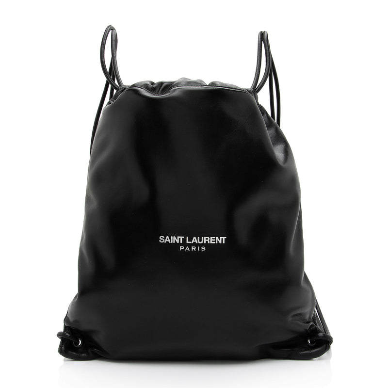 Black Lambskin Bucket Backpack Medium