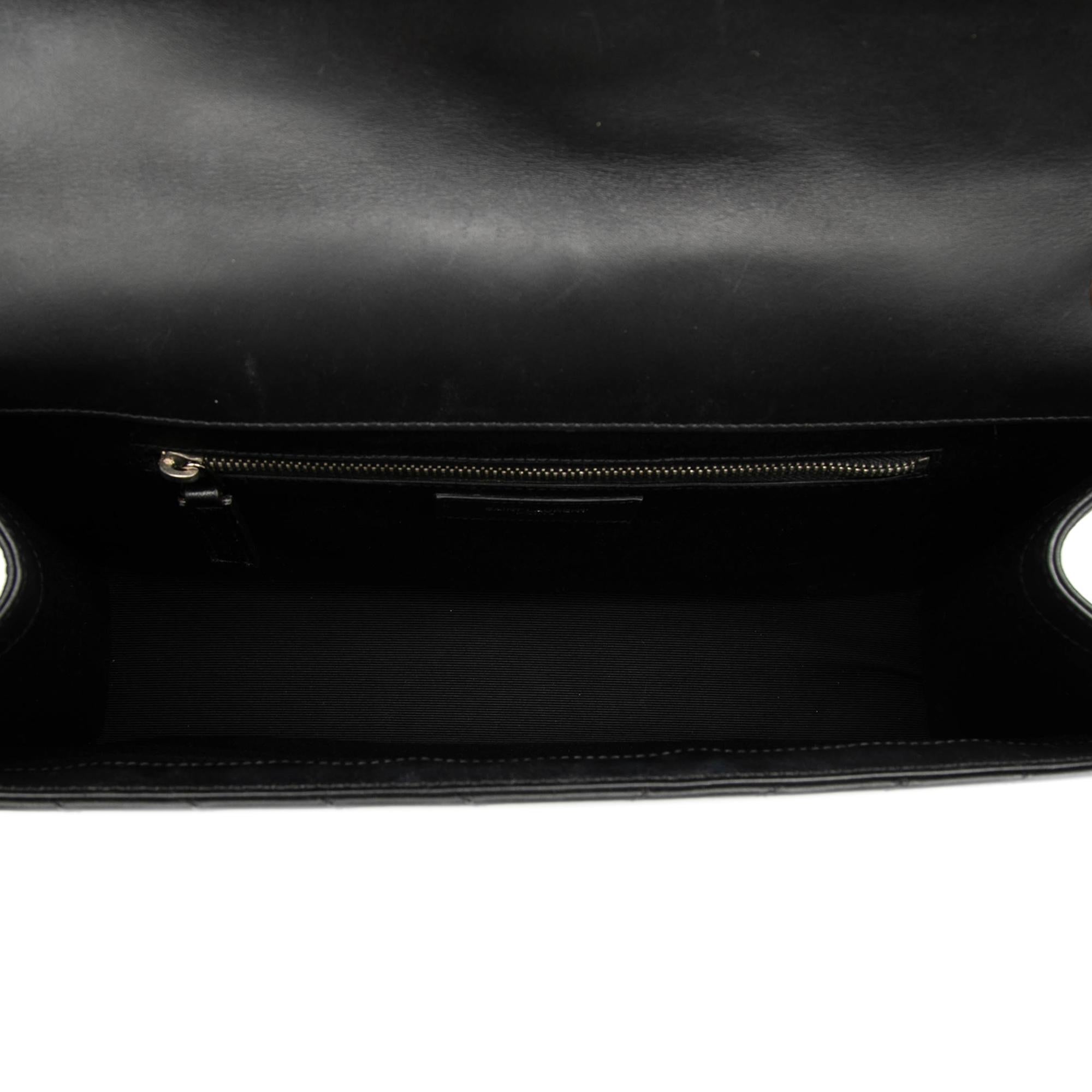Saint Laurent Large Calfskin Chevron Monogram Envelope Bag