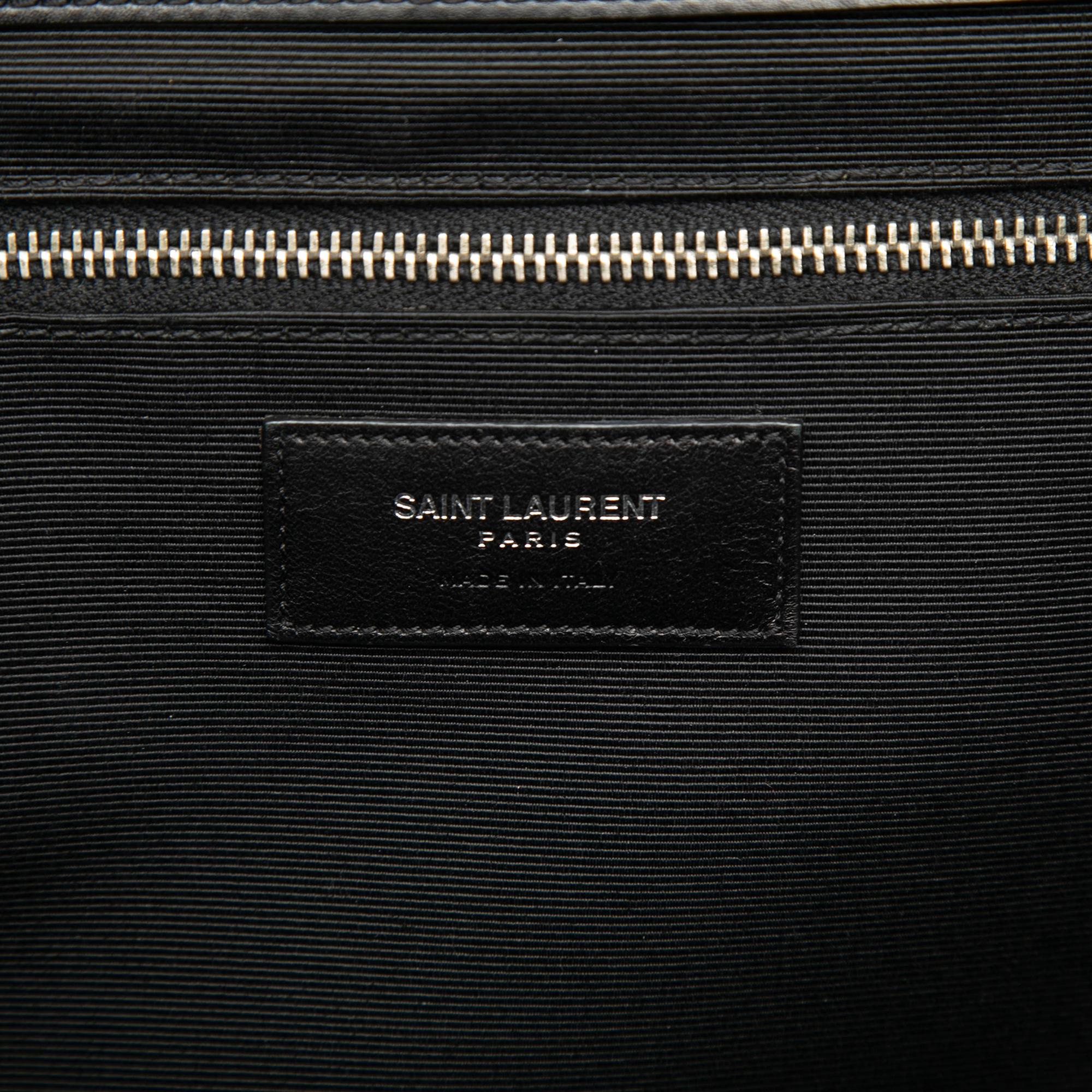 Saint Laurent Large Calfskin Chevron Monogram Envelope Bag