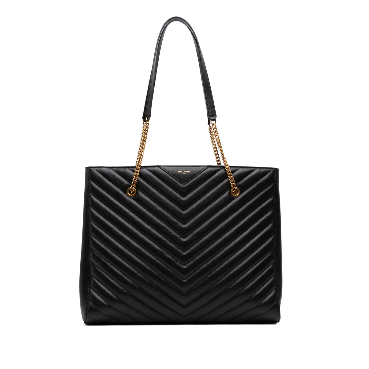 Saint Laurent Large Chevron Grain De Poudre Tribeca Shopping Tote