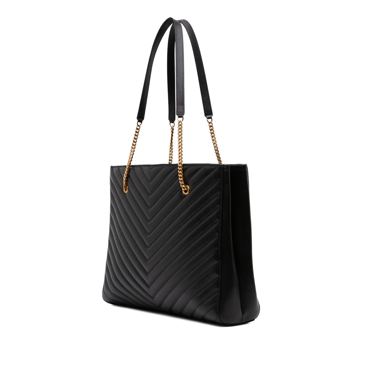 Saint Laurent Large Chevron Grain De Poudre Tribeca Shopping Tote