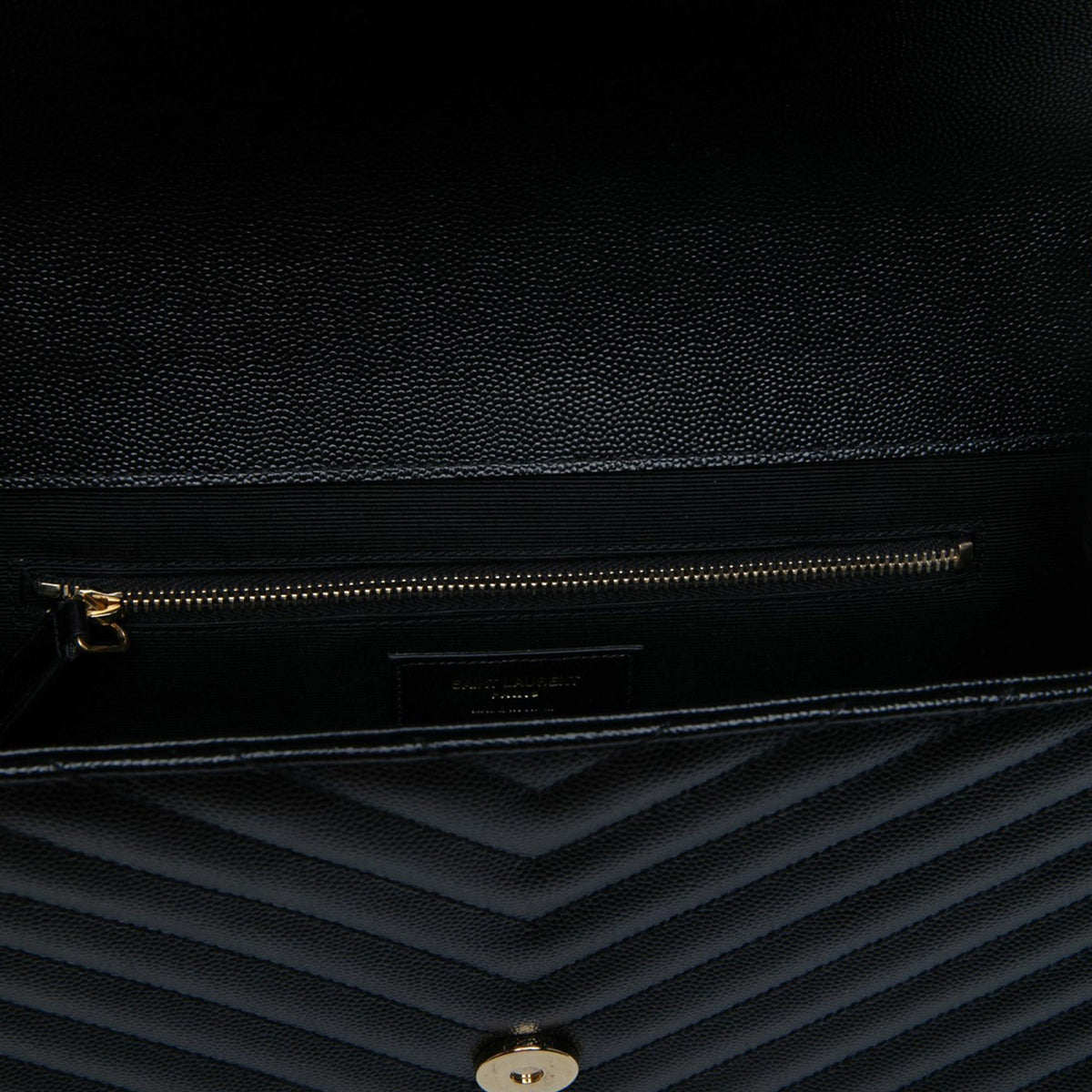 Saint Laurent Large Chevron Grain de Poudre Monogram Envelope Bag