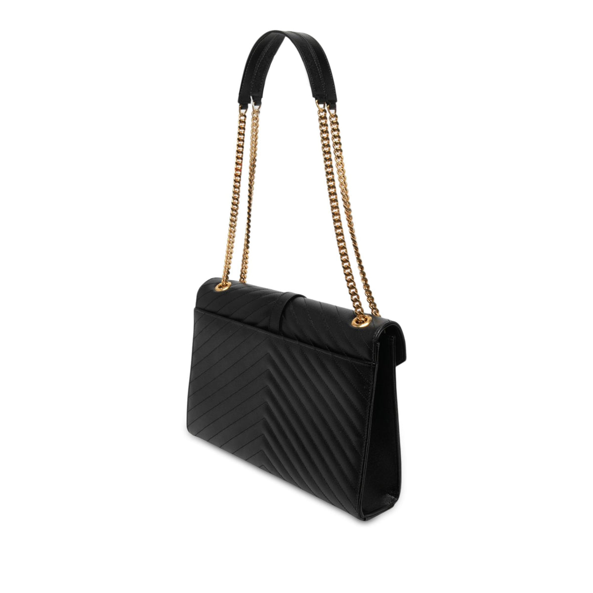 Saint Laurent Large Chevron Grain de Poudre Monogram Envelope Bag
