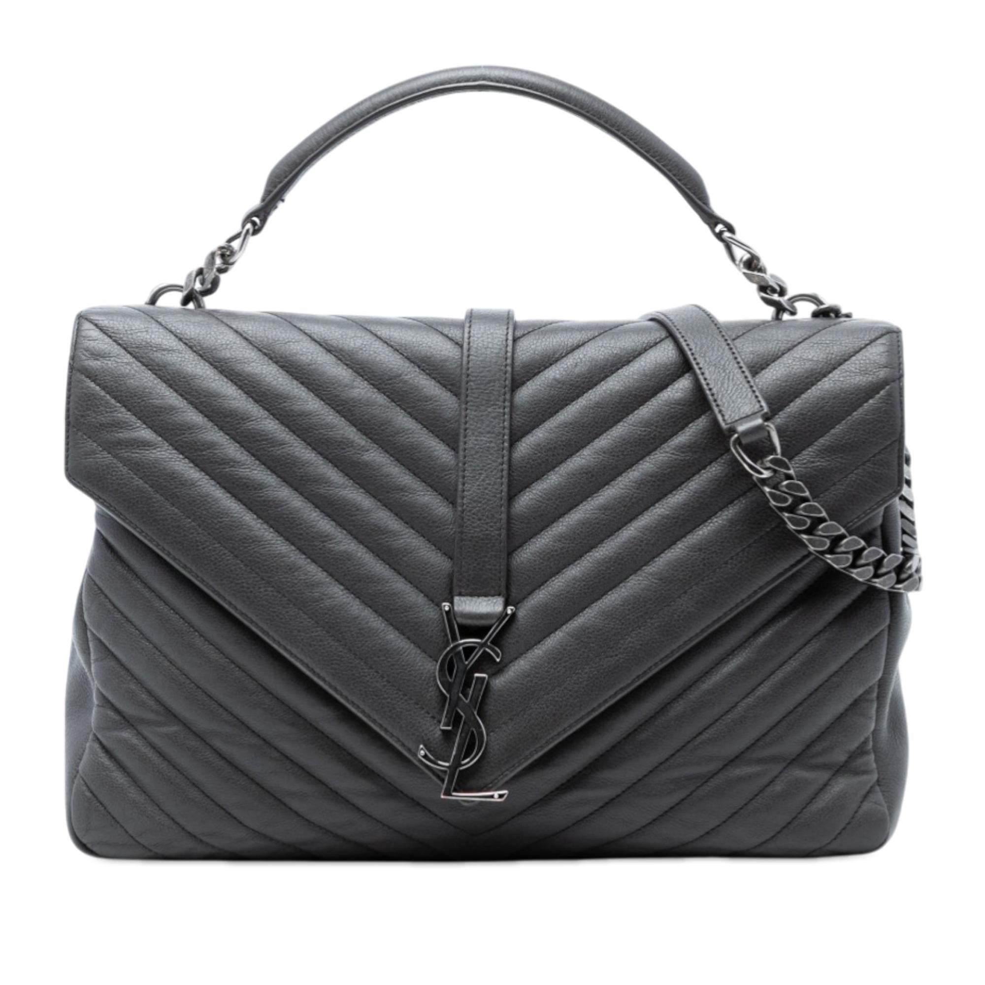 Saint Laurent Large Chevron Sheepskin Monogram College Bag