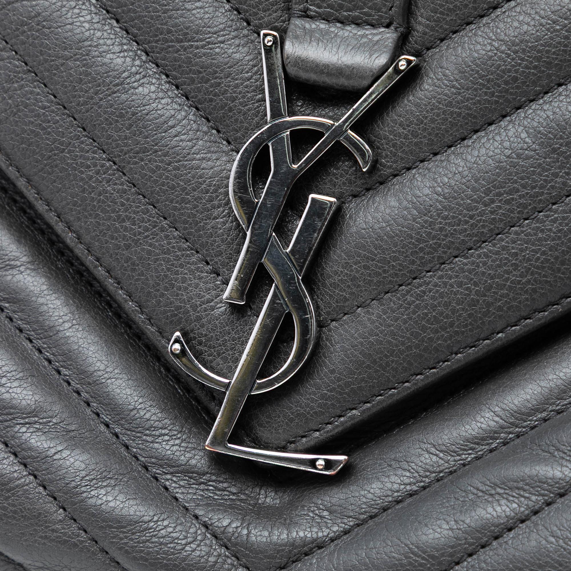 Saint Laurent Large Chevron Sheepskin Monogram College Bag