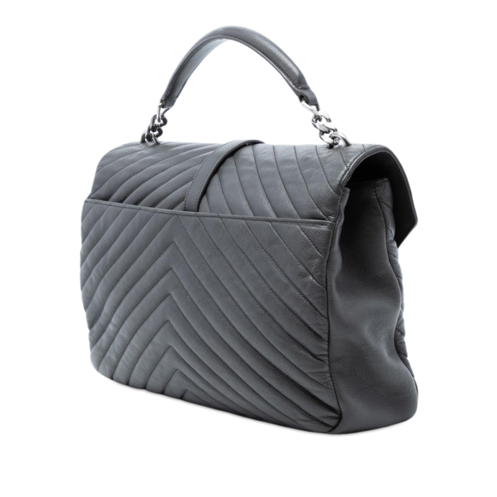 Saint Laurent Large Chevron Sheepskin Monogram College Bag