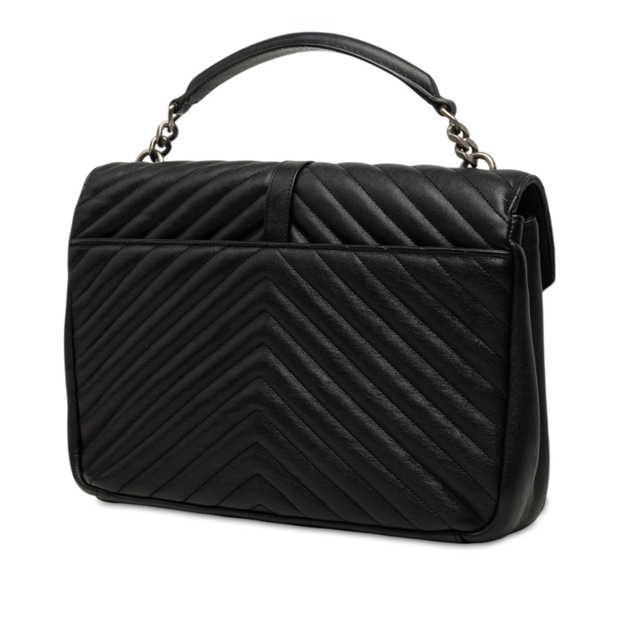 Saint Laurent Large Chevron Sheepskin Monogram College Bag