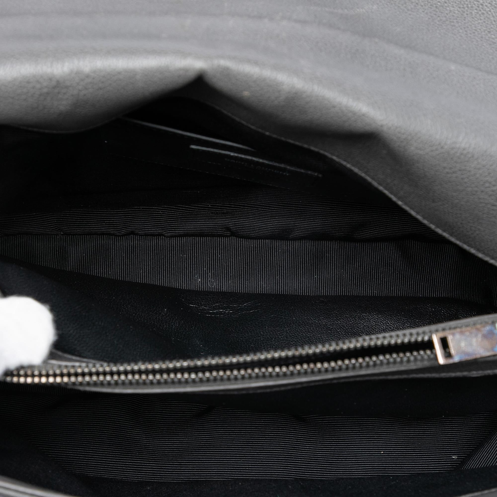 Saint Laurent Large Chevron Sheepskin Monogram College Satchel