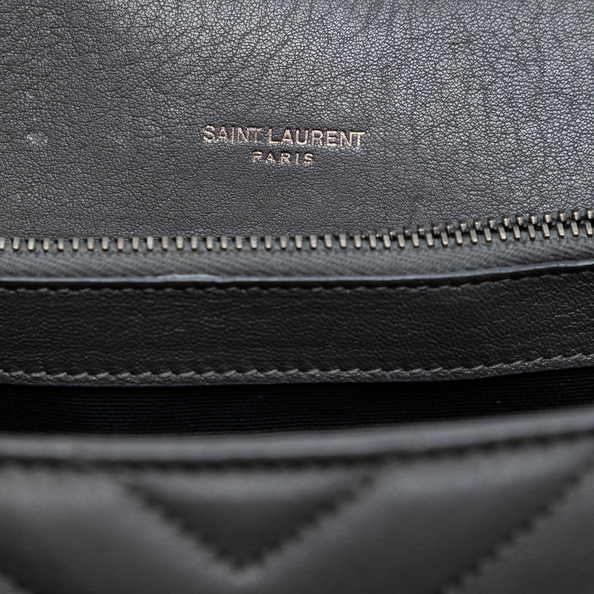 Saint Laurent Large Chevron Sheepskin Monogram College Satchel